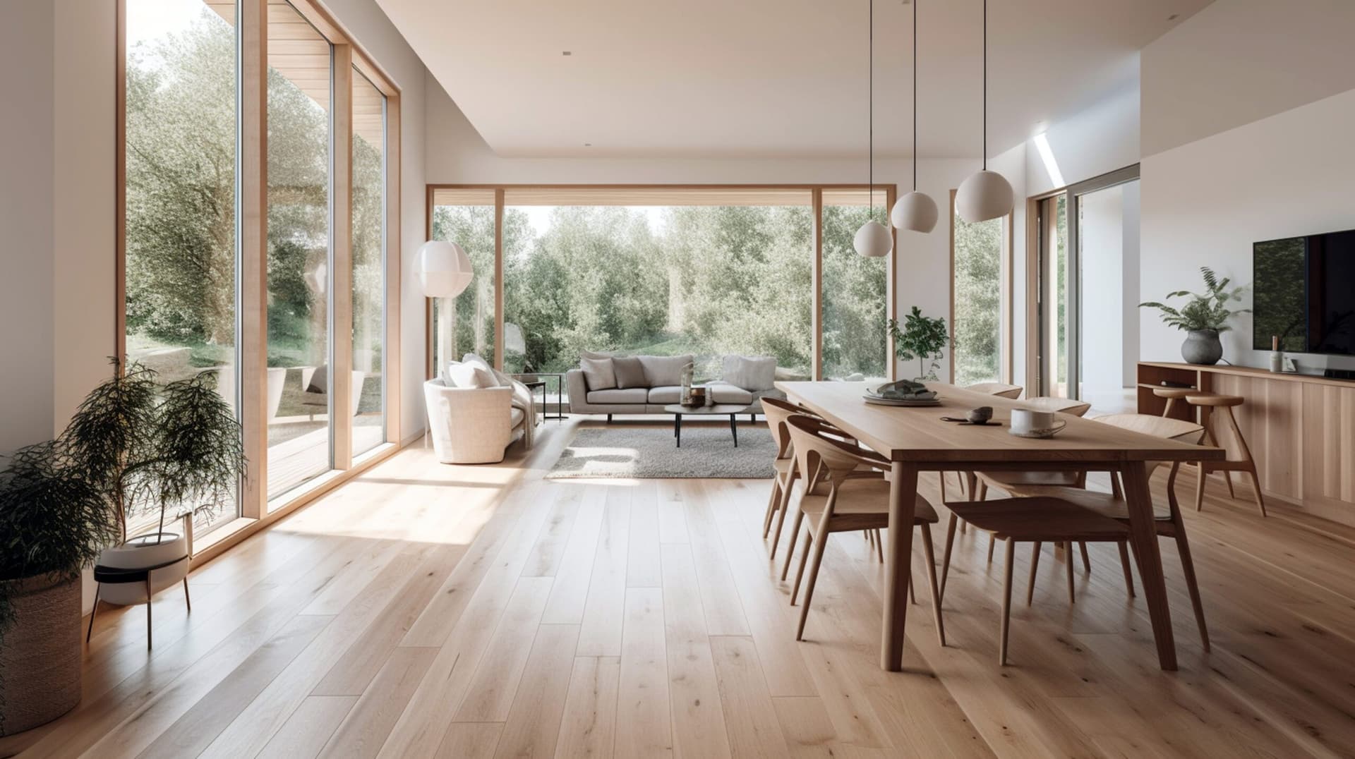 Premium engineered vinyl plank flooring in living room